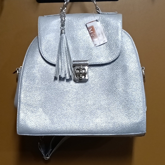 MCM Handbags - Metallic Silver Cowhide Backpack